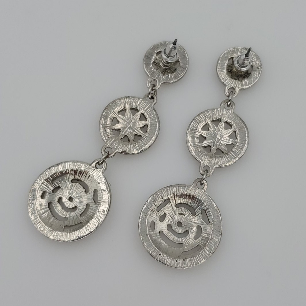 Sparkly Rhinestone Round Chandelier Earrings - Picture 6 of 8